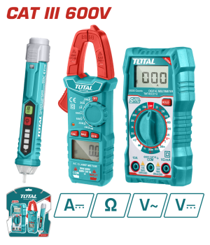 JUEGO PINZA VOLTIAMPERIMETRICA MULTIMETRO DIGITAL DETECTOR VOLTAJE TOTAL 43028