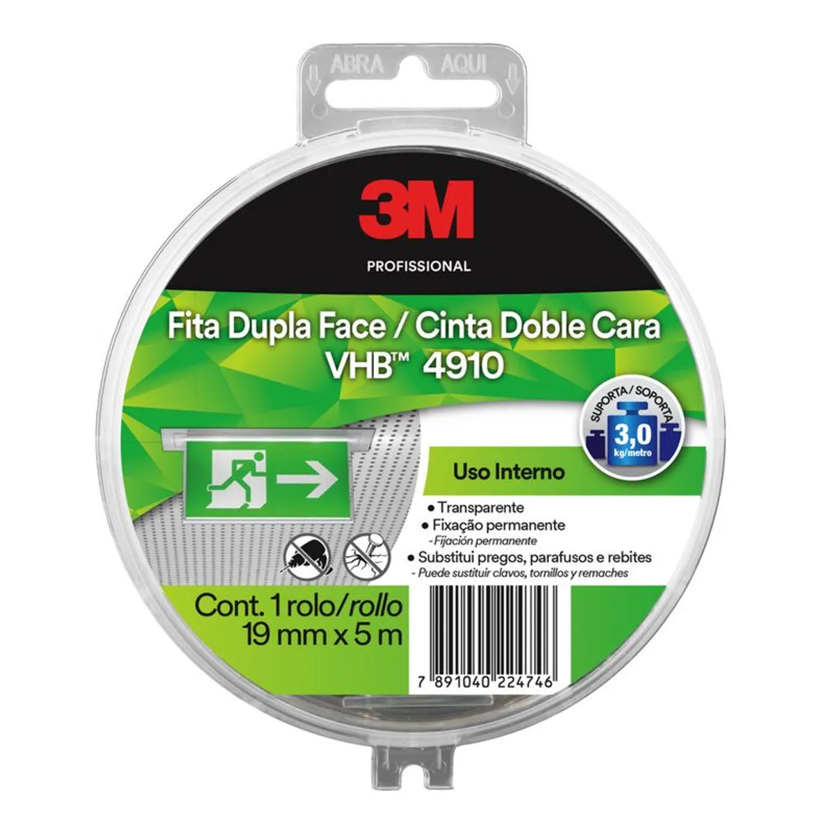 CINTA DOBLE FAZ 3M TRANSPARENTE SCOTCH 3/4 X 5MT